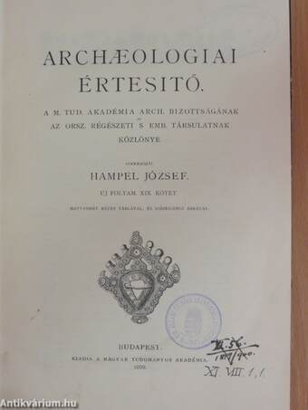 Archaeologiai Értesitő 1899/1-5.