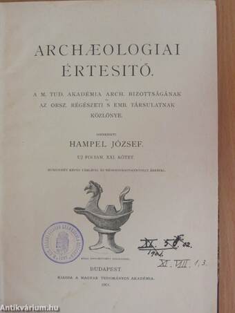Archaeologiai Értesitő 1901/1-5.