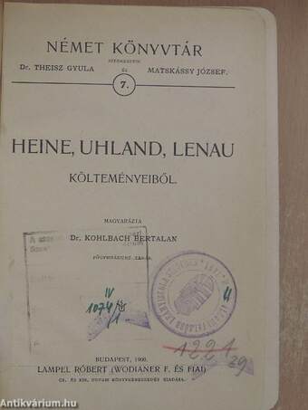 Heine, Uhland, Lenau költeményeiből