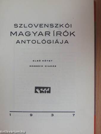 Szlovenszkói magyar írók antológiája I-IV.