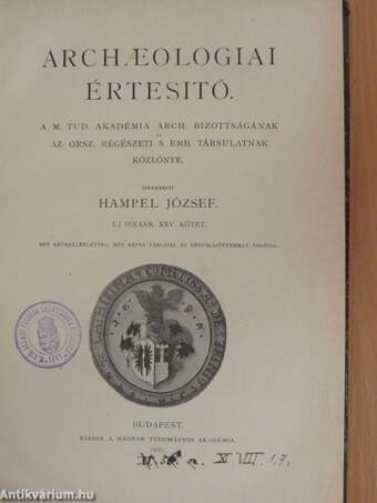 Archaeologiai Értesitő 1905/1-5.