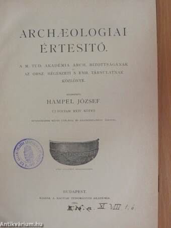 Archaeologiai Értesitő 1904/1-5.