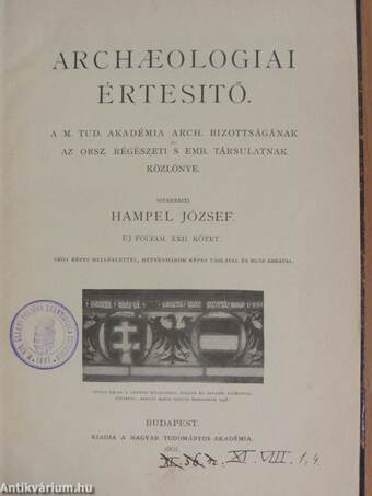 Archaeologiai Értesitő 1902/1-5.
