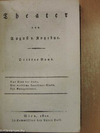 Theater von August v. Kotzebue 3-4. (gótbetűs)