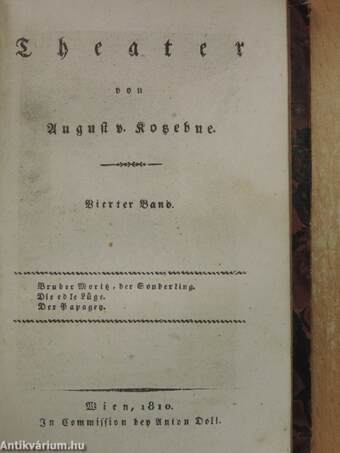 Theater von August v. Kotzebue 3-4. (gótbetűs)