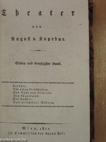 Theater von August v. Kotzebue 37-38. (gótbetűs)