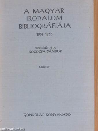 A magyar irodalom bibliográfiája 1961-1965. I-II.