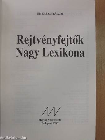 Rejtvényfejtők Nagy Lexikona I-II.