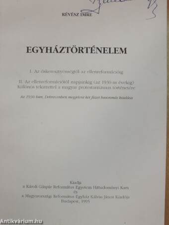 Egyháztörténelem I-II.