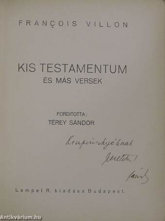 Kis testamentum és más versek