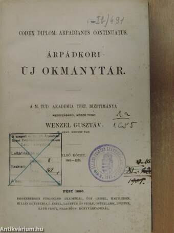 Árpádkori új okmánytár 1-2., 4-12./Betűrendes névmutató Wenzel Gusztáv Árpádkori új okmánytárához