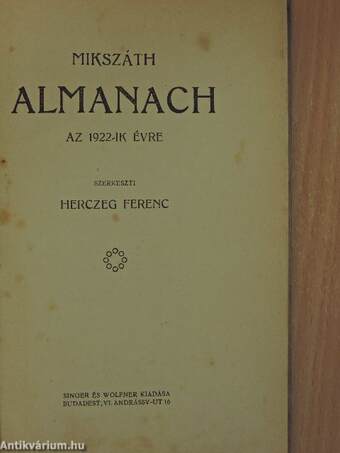 Mikszáth Almanach az 1922-ik évre