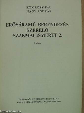 Erősáramú berendezésszerelő szakmai ismeret 2.