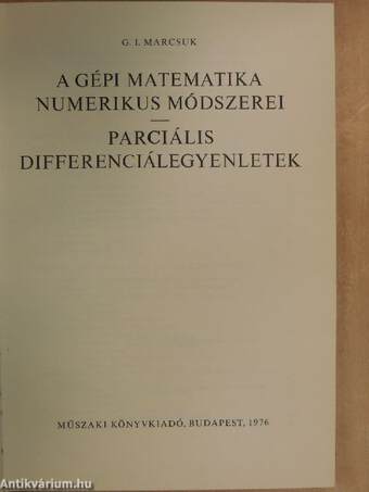 A gépi matematika numerikus módszerei