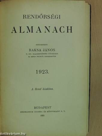 Rendőrségi almanach 1923.