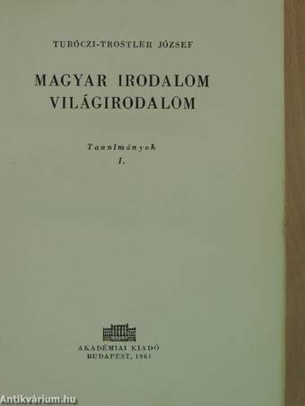 Magyar irodalom/Világirodalom I.