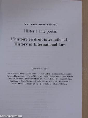 Historia ante portas: L'histoire en droit international/History in International Law