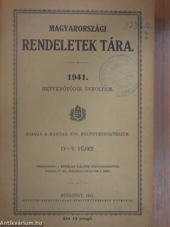 Magyarországi Rendeletek Tára 1941. II.