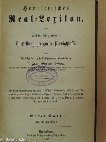 Homiletisches Real-Lexikon I-XIV. (gótbetűs)