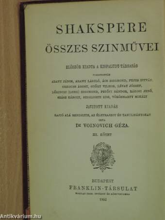 Shakspere történeti szinművei I-II.