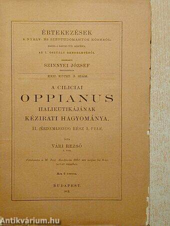 A ciliciai Oppianus halieutikájának kézirati hagyománya
