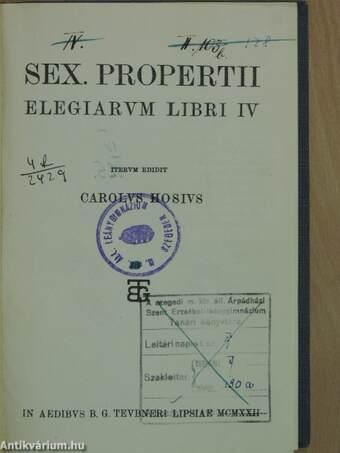 Sex. Propertii Elegiarum Libri IV.