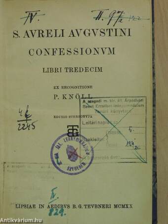 S. Aureli Augustini Confessionum (Libri Tredecim)