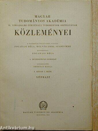 Magyar Tudományos Akadémia II. Társadalmi-történeti Tudományok Osztályának közleményei 1951