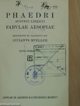 Phaedri Fabulae Aesopiae