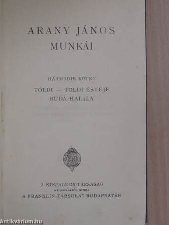 Arany János munkái III.