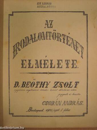 Az irodalomtörténet elmélete 1905/1906. I-II. félév