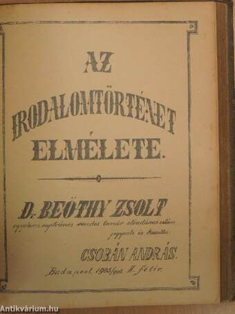 Az irodalomtörténet elmélete 1905/1906. I-II. félév