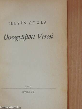 Illyés Gyula Összegyüjtött Versei