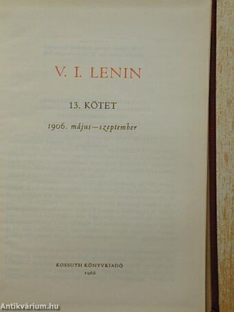 V. I. Lenin összes művei 13.