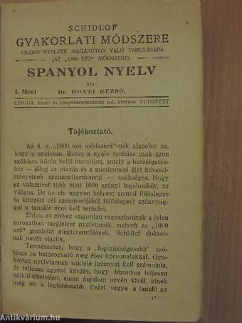 Schidlof gyakorlati módszere - Spanyol 1-10. füzet