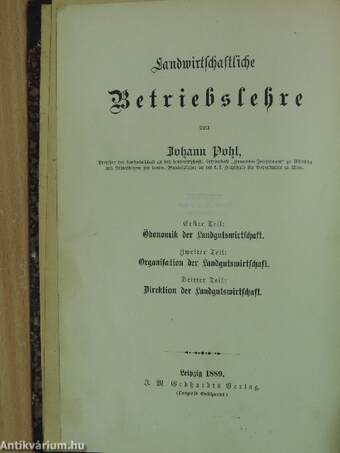 Landwirtschaftliche Betriebslehre II. (gótbetűs)