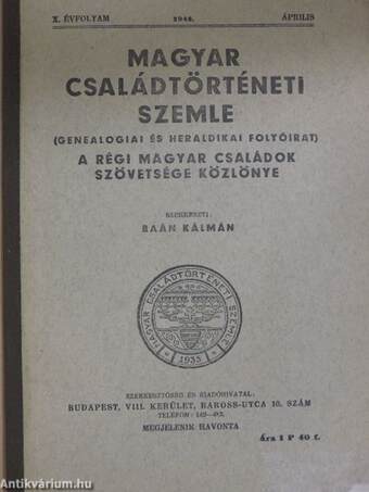 Magyar Családtörténeti Szemle 1944. április