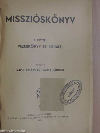 Misszióskönyv I.