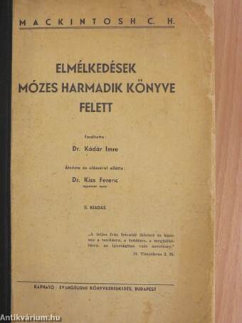 Elmélkedések Mózes harmadik könyve felett