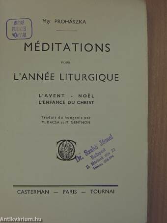 Méditations pour l'année liturgique I.