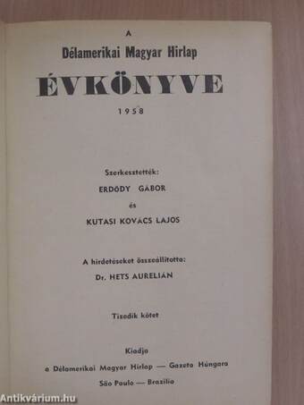 A Délamerikai Magyar Hírlap Évkönyve 1958