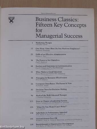 Business Classics: Fifteen Key Concepts for Managerial Success