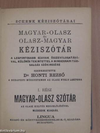 Magyar-olasz és olasz-magyar kéziszótár I-II.