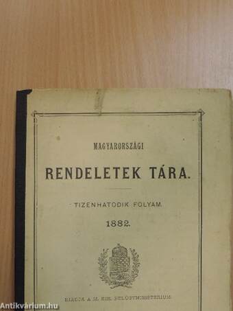 Magyarországi rendeletek tára 1882. VIII-IX.