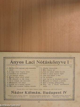 Ányos Laci nótáskönyve I.