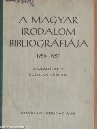 A magyar irodalom bibliográfiája 1956-1957