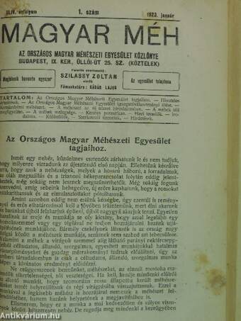 Magyar Méh 1922-1923. (nem teljes évfolyamok)