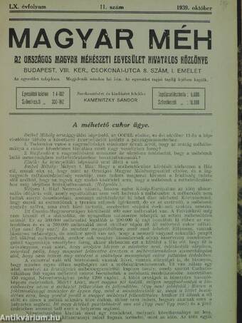 Magyar Méh 1938-1939. január-december