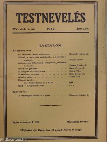 Testnevelés 1942. (nem teljes évfolyam)