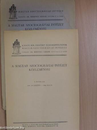 A Magyar Szociográfiai Intézet Közleményei 1941. augusztus-1942. május